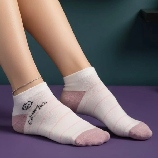 جوراب نیم ساق پنبه ای طرحدار گربه 7010 روما